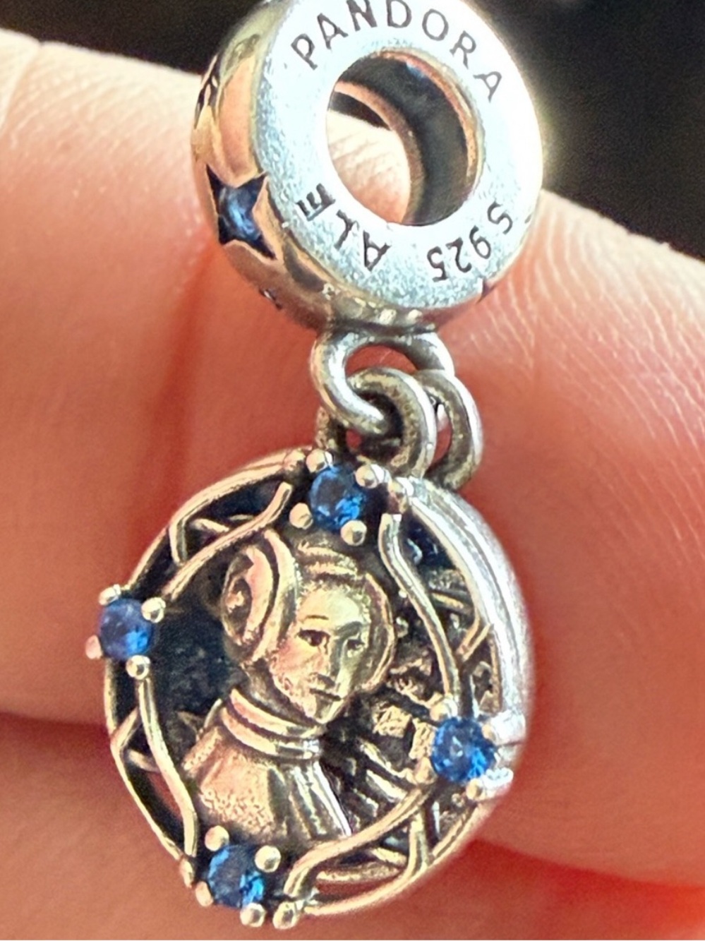 Sterling Silver Blue Zodiac Ram Charm Pendant - Picture 5 of 5